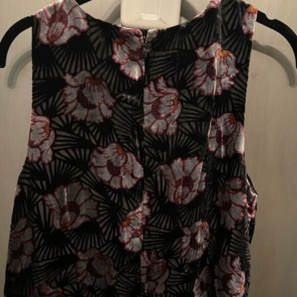Retro Velvet Floral Art Deco Sleeveless Swing Mini Dress - NWOT - Picture 14 of 16